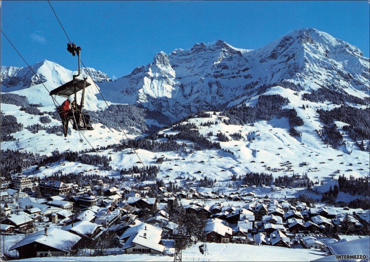 Cartoline postali: Adelboden BE // Sesselbahn Schwandfeldspitz // Winter – Usato da Basel venduto da intermezzo12
