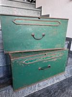 Antike grüne Büro Metallkisten 30er Metall Box Kiste vintage