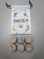 Knetä 6 Holzstempel mit Dino Motiven im Stoffbeutel