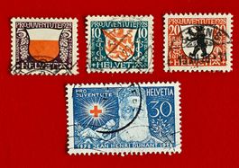 PRO JUVENTUTE SATZ 45 - 48 HENRI DUNANT 1928 GESTEMPELT