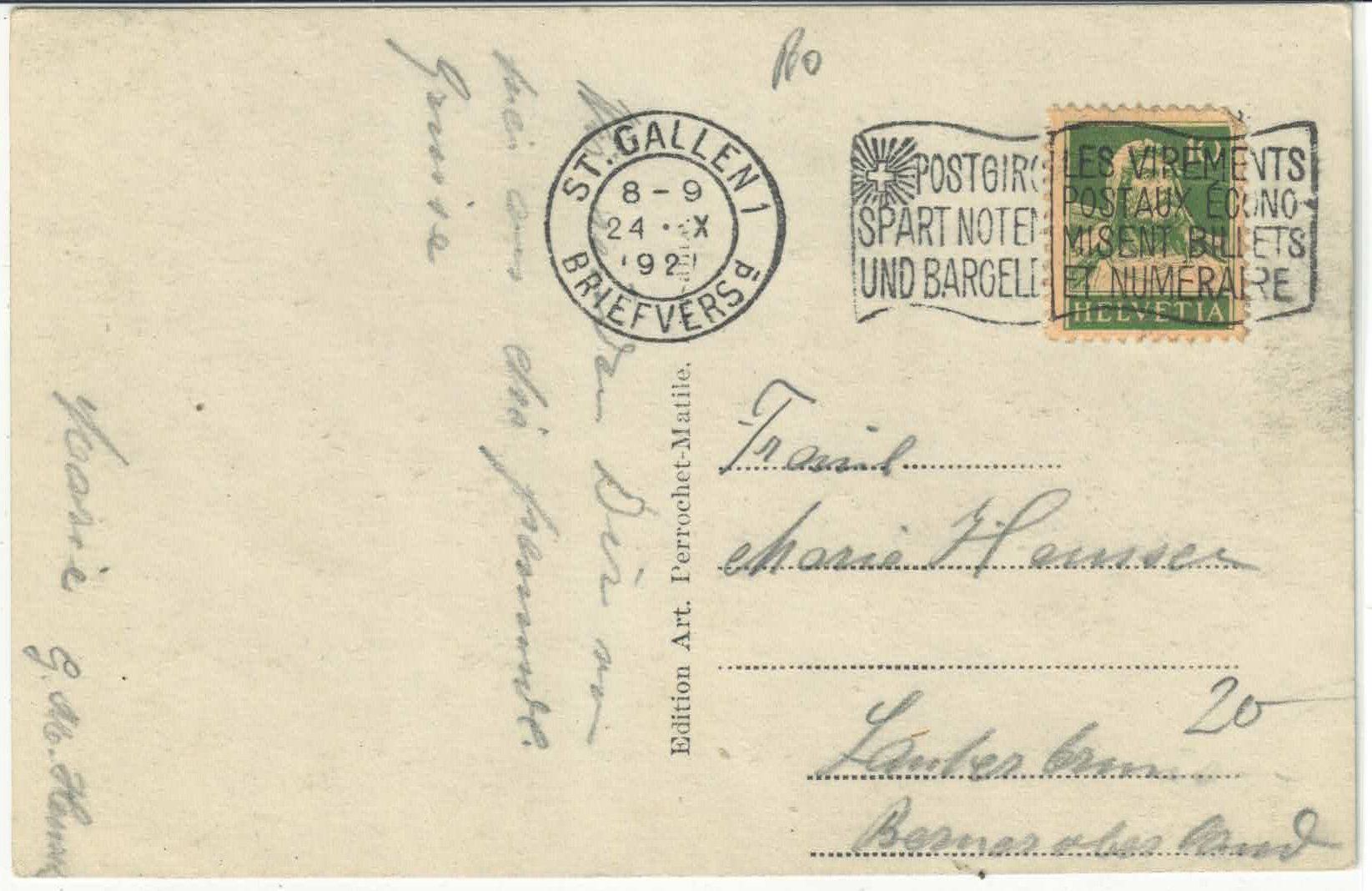 Cartoline postali: St. Gallen - Gewerbeschule mit St. Mangenkirche – Usato da Ettingen venduto da Kartenplanet 1