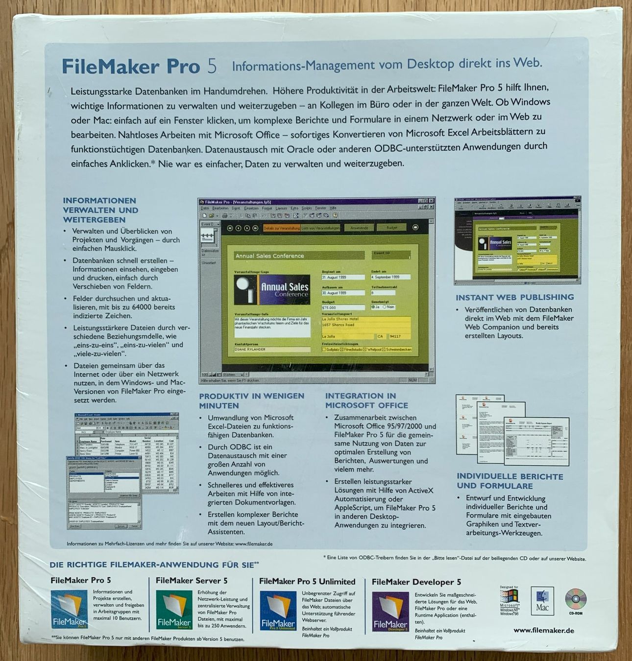 Software: Nostalgia / Windows 95 / MacOS 7 Software / FileMaker Pro 5 – Neu und originalverpackt aus Hinwil von  4
