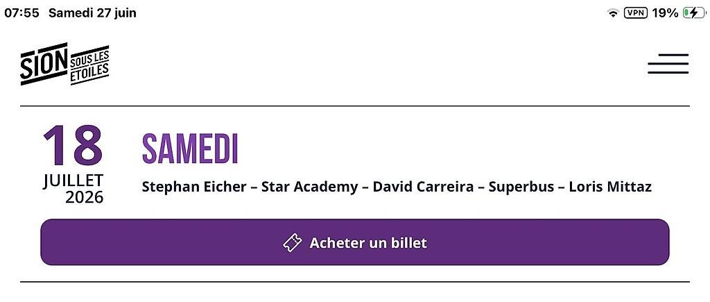 Banconote: Billet Sion sous les étoiles 18.07.2026 Stephan Eicher – Nuovo (secondo la descrizione) da Flanthey venduto da cat_zs7z