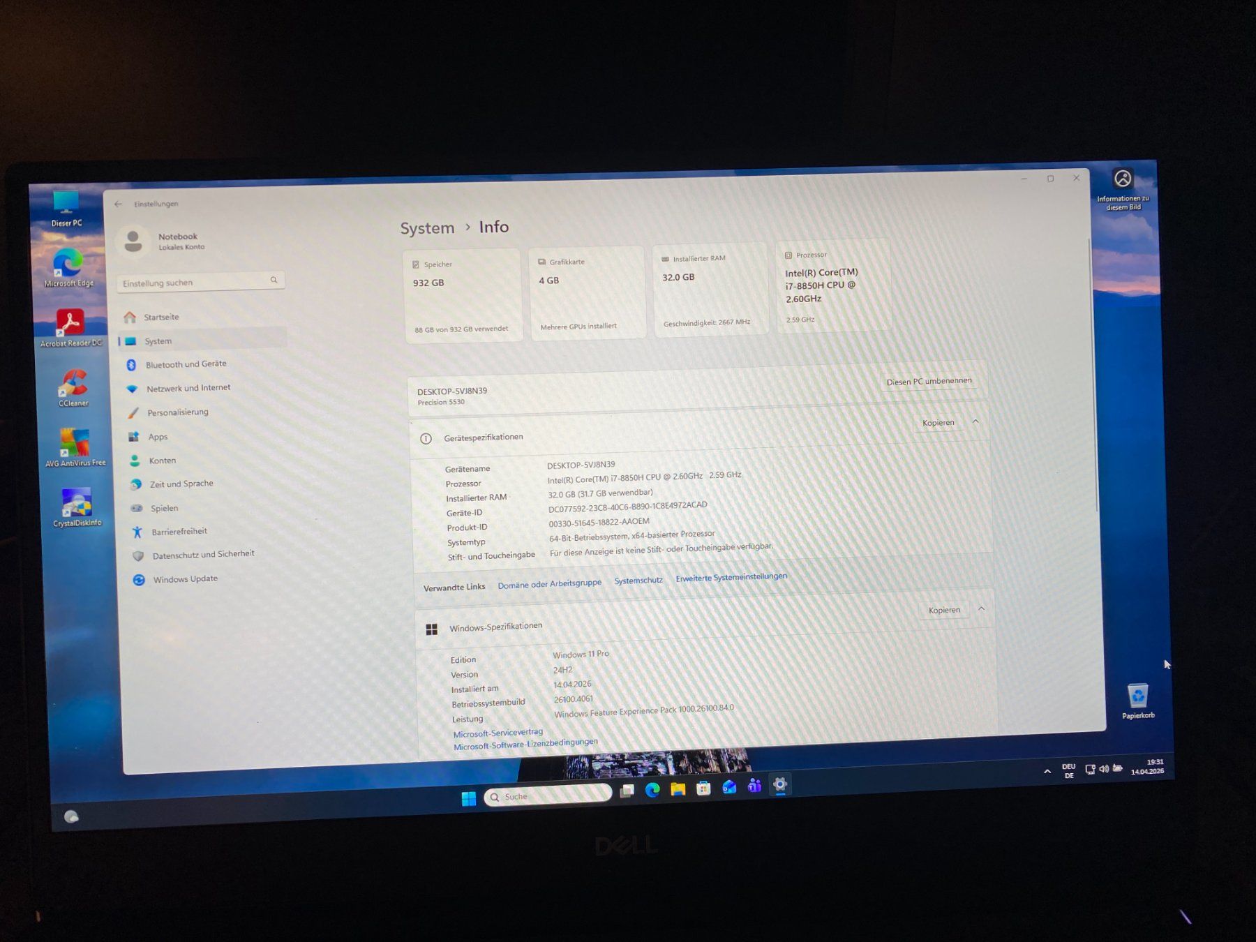 Dell Notebook: Dell Precision 5530, 32GB, 1TB SSD, Win 11 Pro 64Bit – Usato da Langwiesen venduto da Restposten-24 5