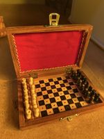 Jeu d'échecs de voyage en bois avec boîte ♟️