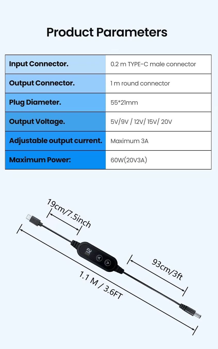 Cavi: USB-C Power Delivery to variable DC Output Cable – Nuovo e nell'imballaggio originale da Zürich venduto da youelec 5