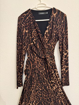 New Lauren Ralph Lauren Elegant Leopard Animal Print Dress