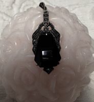 Antiker Art Deco Anhänger • 935 Silber • Schwarzer Onyx & Ma