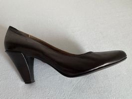 LEDER-PUMPS ROBERTO SANTI, GR. 39, SCHWARZ, ABSATZ 7 CM