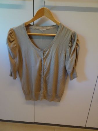 Beiges Strick (Jäckli-) Shirt kurzarm Gr. M - M387
