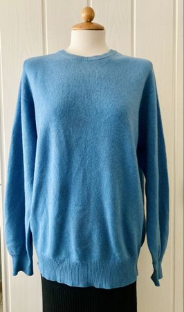 Rundhals-Pullover Gr.M blau 100% Kaschmir Made in Schottland