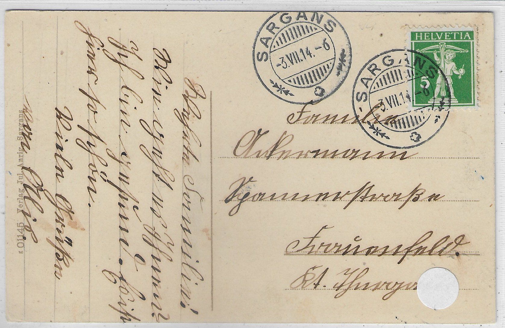 Cartoline postali: Sargans - Schloss mit Falknis - Litho – Usato da Ettingen venduto da Kartenplanet 1