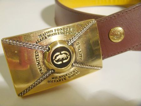 Ecko Herren Leder Gürtel / braun mit goldene Schnalle/ Gr.32