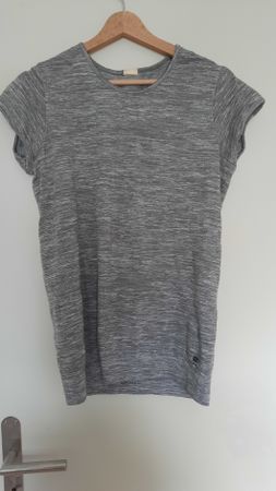 Graues T-Shirt, Melange Optik, Kurzarm, Grösse M