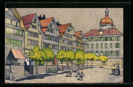 Gais, Teilansicht mit Kirchturm, Platz m