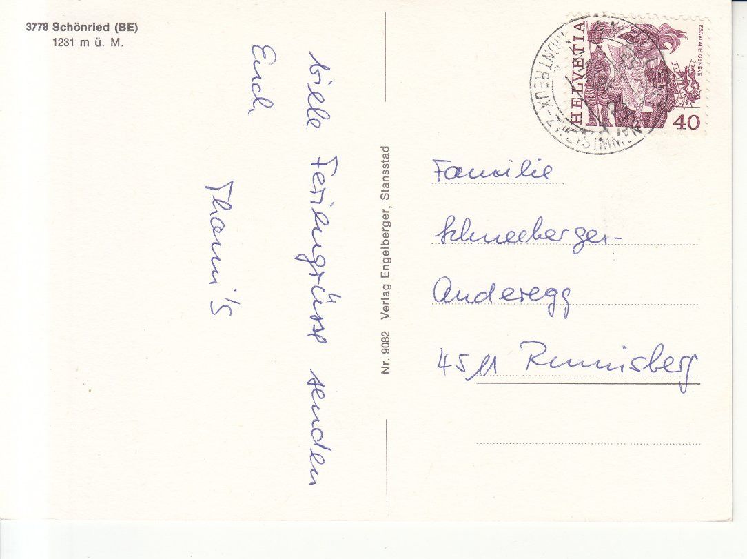 Ansichtskarten: Schönried 1981 – Gebraucht aus Bürglen TG von StampGraf 1