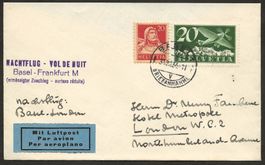 Flugpost Schweiz 1934 Basel Frankfurt Köln London Luftpost
