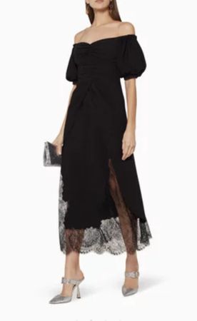 Self-Portrait Off-Shoulder  Midi Dress Black UK14 (Large)