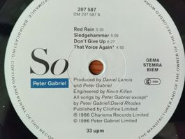 Peter Gabriel - So (LP, Album, 1986) Vinyl Schallplatte top!