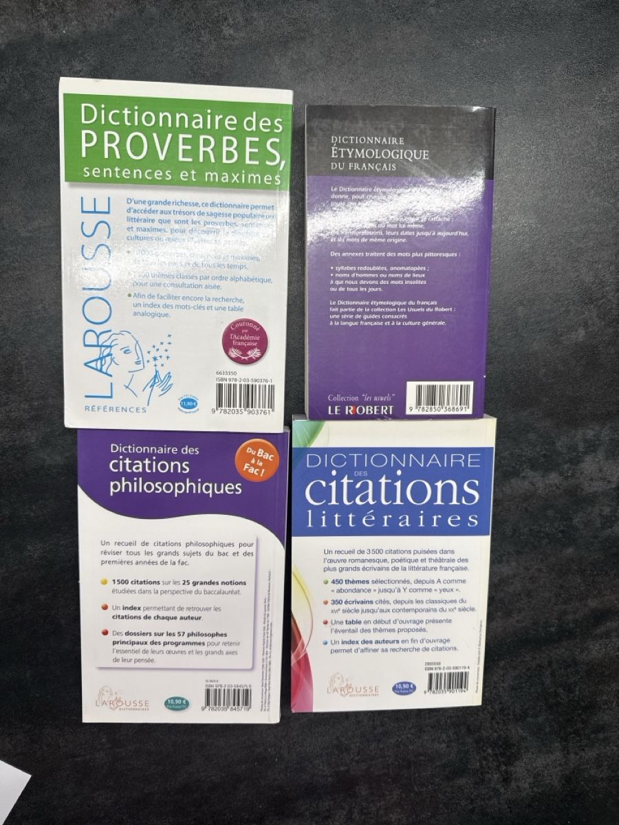 Libri: Lot de 4 dictionnaires Larousse: Proverbes, Citations – Nuovo (secondo la descrizione) da Blonay venduto da Simba1094 1