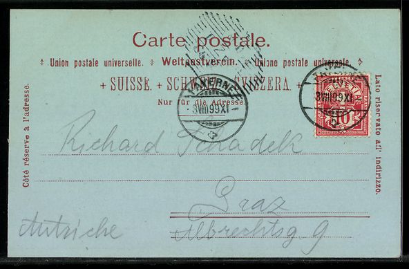 Cartoline postali: Mondschein-AK Payerne, Grand' rue, 1899 – Usato da Berlin venduto da bartko-reher 1