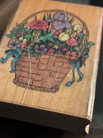 Stempel Holz Blumenkorb Motiv sehr guter Zustand