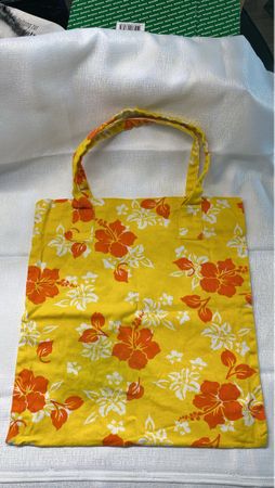 Stofftasche Blumenmuster gelb-orange gebraucht