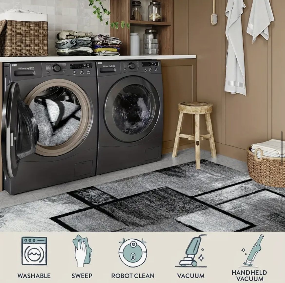 Tappeti: Geometric Grey & Black Carpet - Washable & Modern Look! – Nuovo e nell'imballaggio originale da Zürich venduto da chj_855s 7