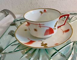 Schöne grosse Teetasse Art Deco Rosenthal Rot und Gold