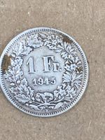 SVIZZERA 1 FR MONETA IN ARGENTO 1945 usata - circolata