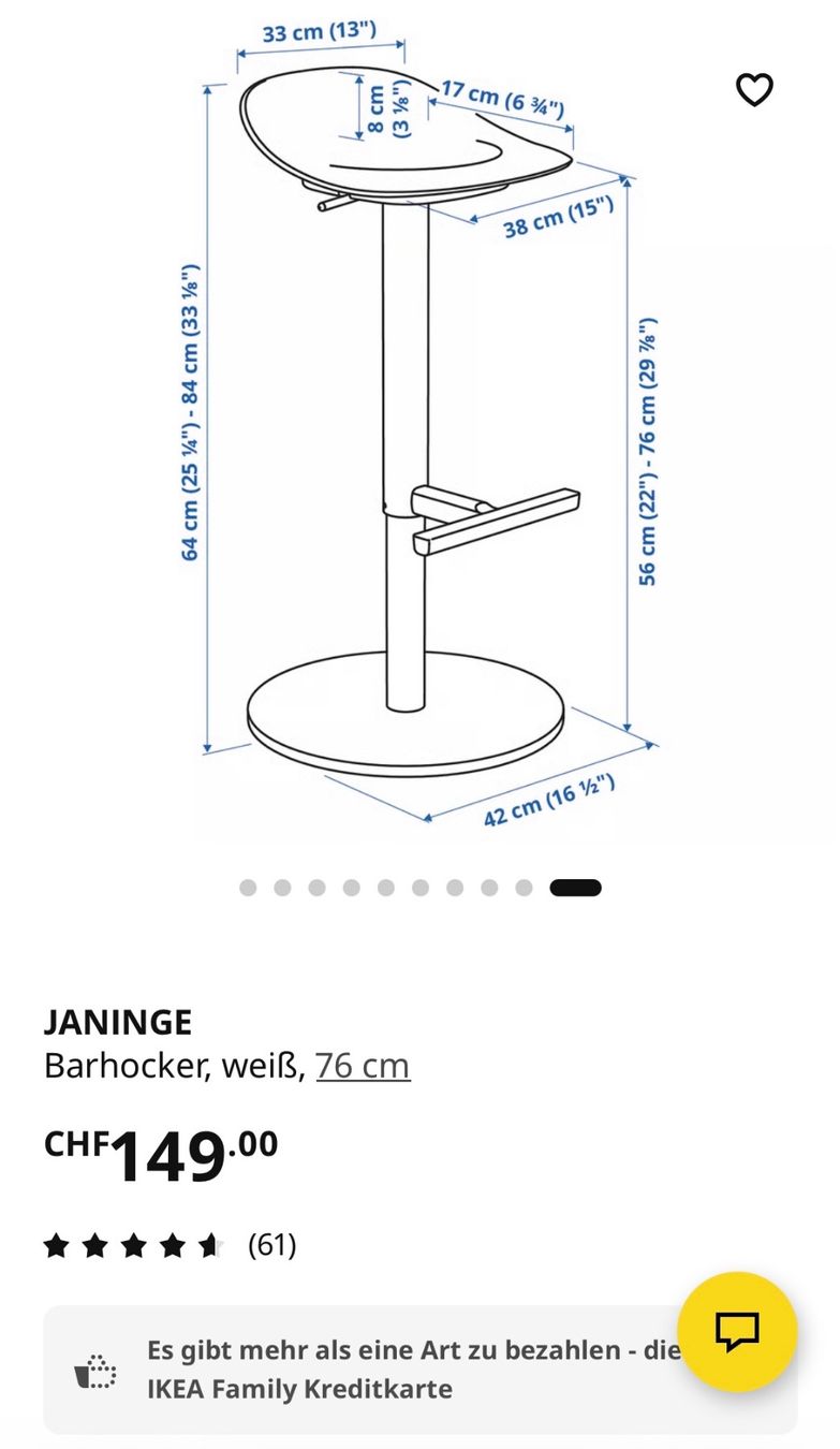 Ikea Sgabelli: JANINGE Barhocker weiss – Usato da Zürich venduto da AngelaS1989 2