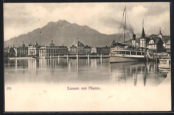Cartoline postali: AK Luzern, Uferpartie mit Pilatus – Usato da Berlin venduto da bartko-reher