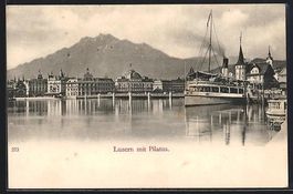 AK Luzern, Uferpartie mit Pilatus