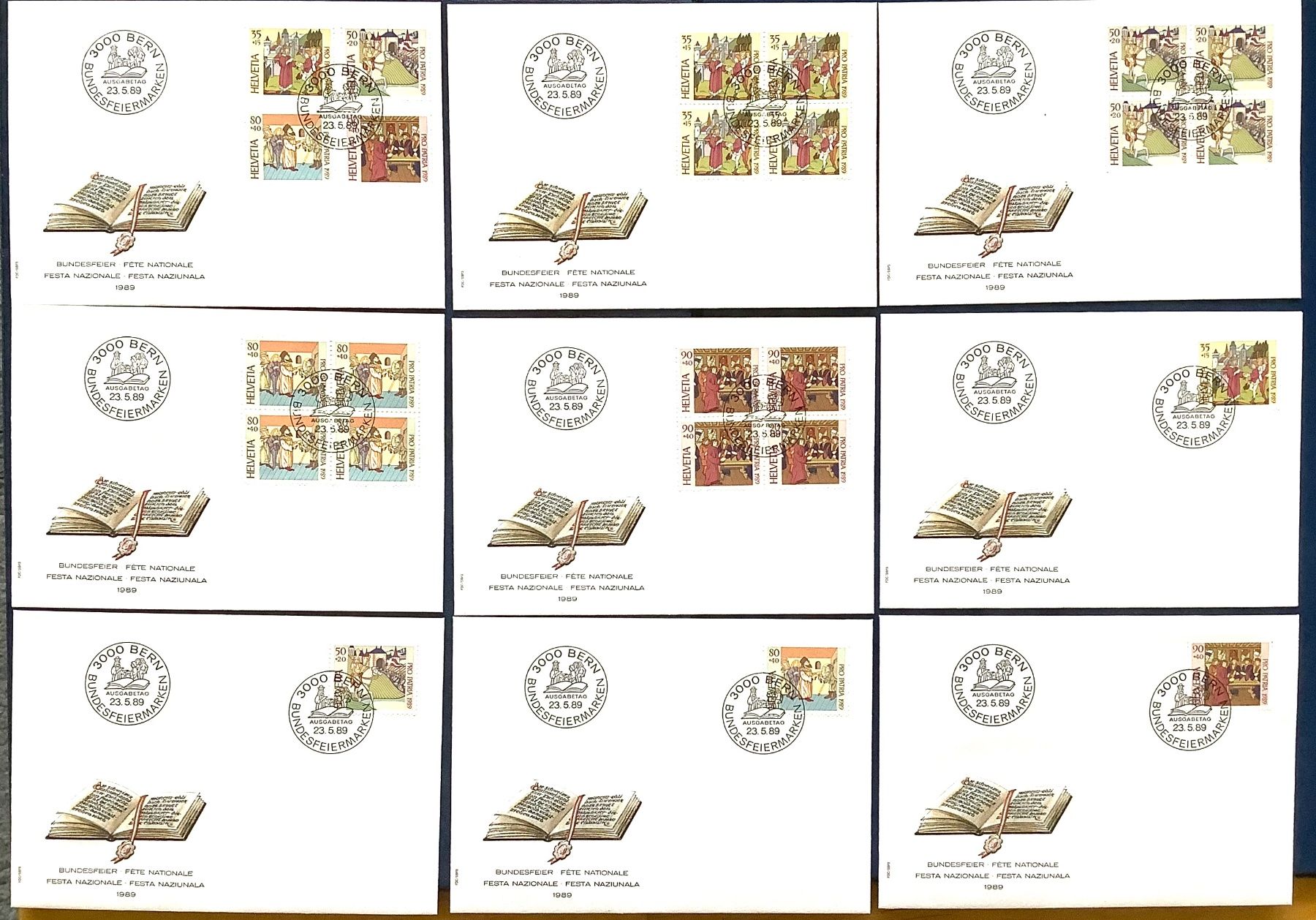 Tutti i francobolli: 1989 Pro  Patria / FDC - Viererblöcke und Einzel FDC – Nuovo (secondo la descrizione) da Liestal venduto da Skunk02