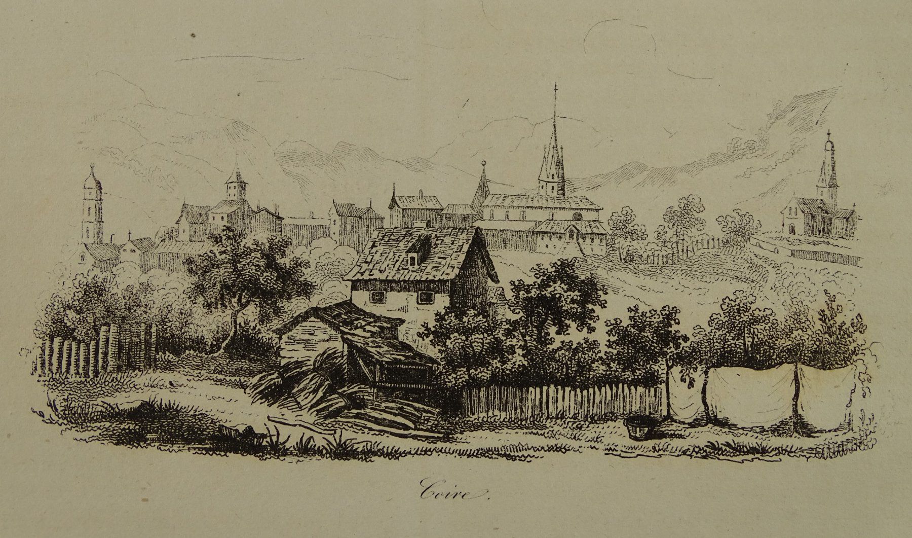 Incisioni: CHUR, GRAUBÜNDEN, STAHLSTICH 1836 – Usato da Grüningen venduto da Kartensammler