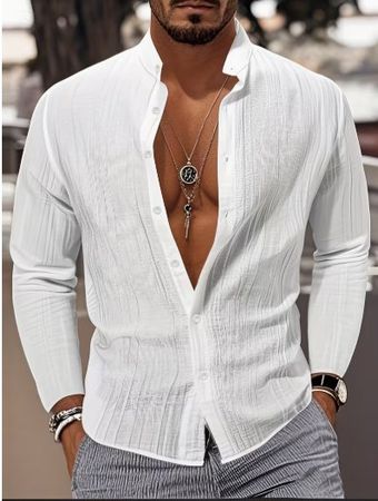 NEUES Herren Hemd uni weiss mit Stehkragen Gr. M - 226033