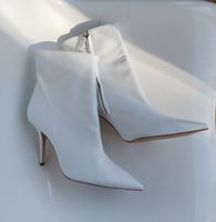Zara Leder Stiefeletten, weiss