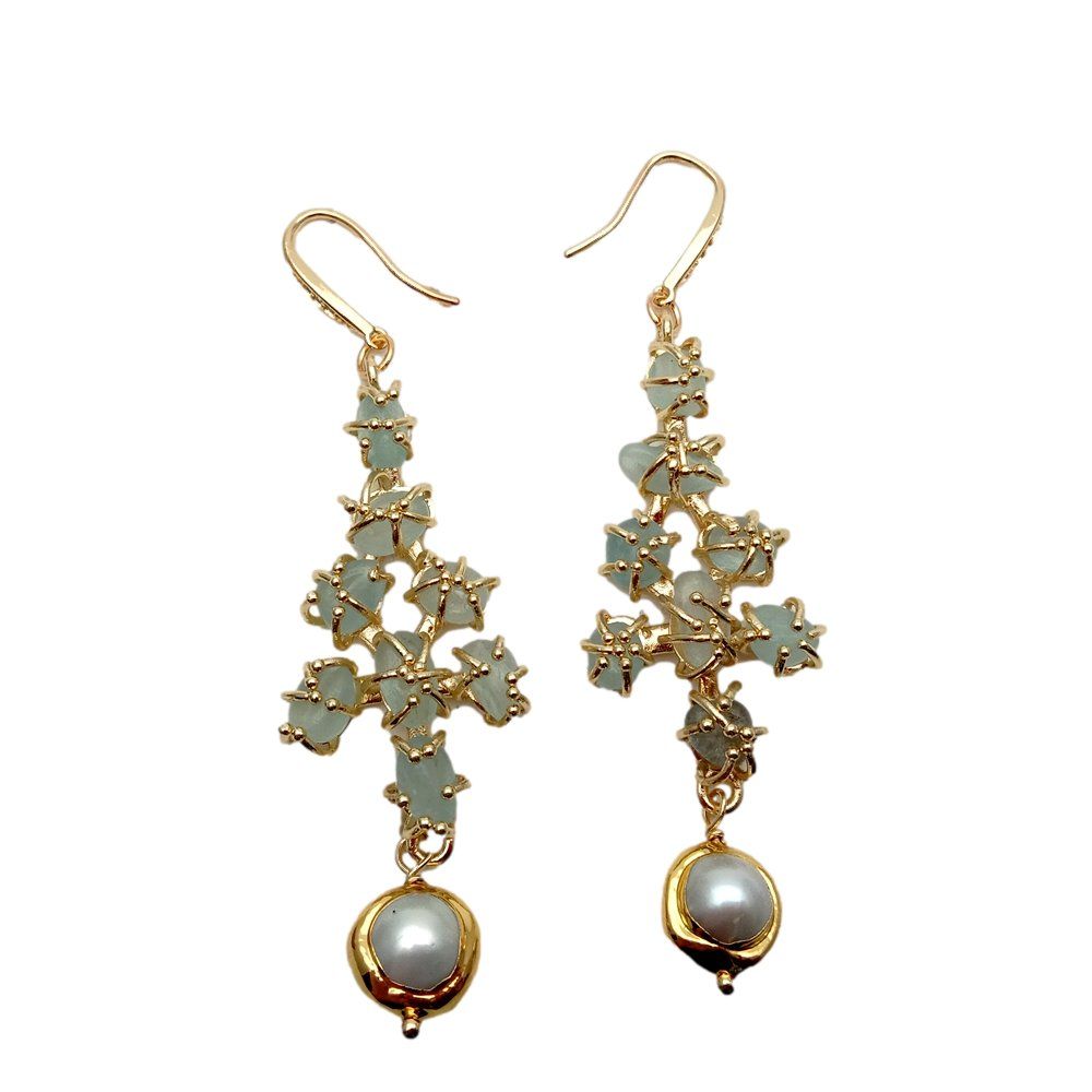 Orecchini pendenti & Orecchini a lobo: Lua Aquamarin Perlen Ohrhänger Echt Boucles Chandelier Perle – Nuovo (secondo la descrizione) da Prilly venduto da ilyria73 4