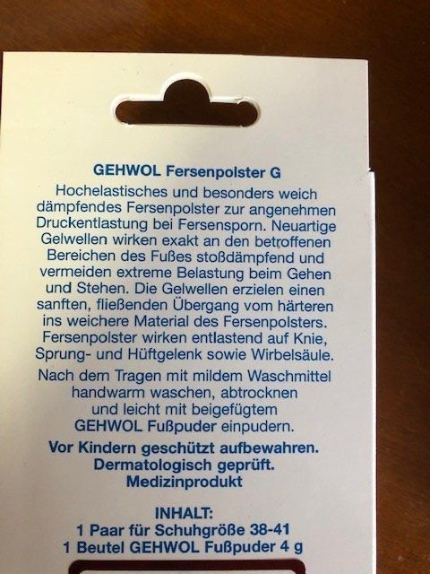 Pediküre: Fersenpolster G gross  Gr. 42 - 56 – Neu und originalverpackt aus Nottwil von Frontal 3