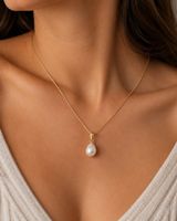 Perlen Anhänger aus 18 Karat Gelbgold kette s925