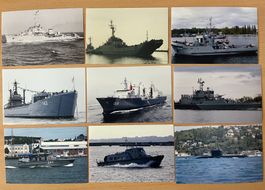 9 verschiedene Fotos diverser Marine Schiffen (V)