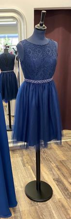 Kleid marineblau Spitzen-Tüllrock Grösse 36 NEU