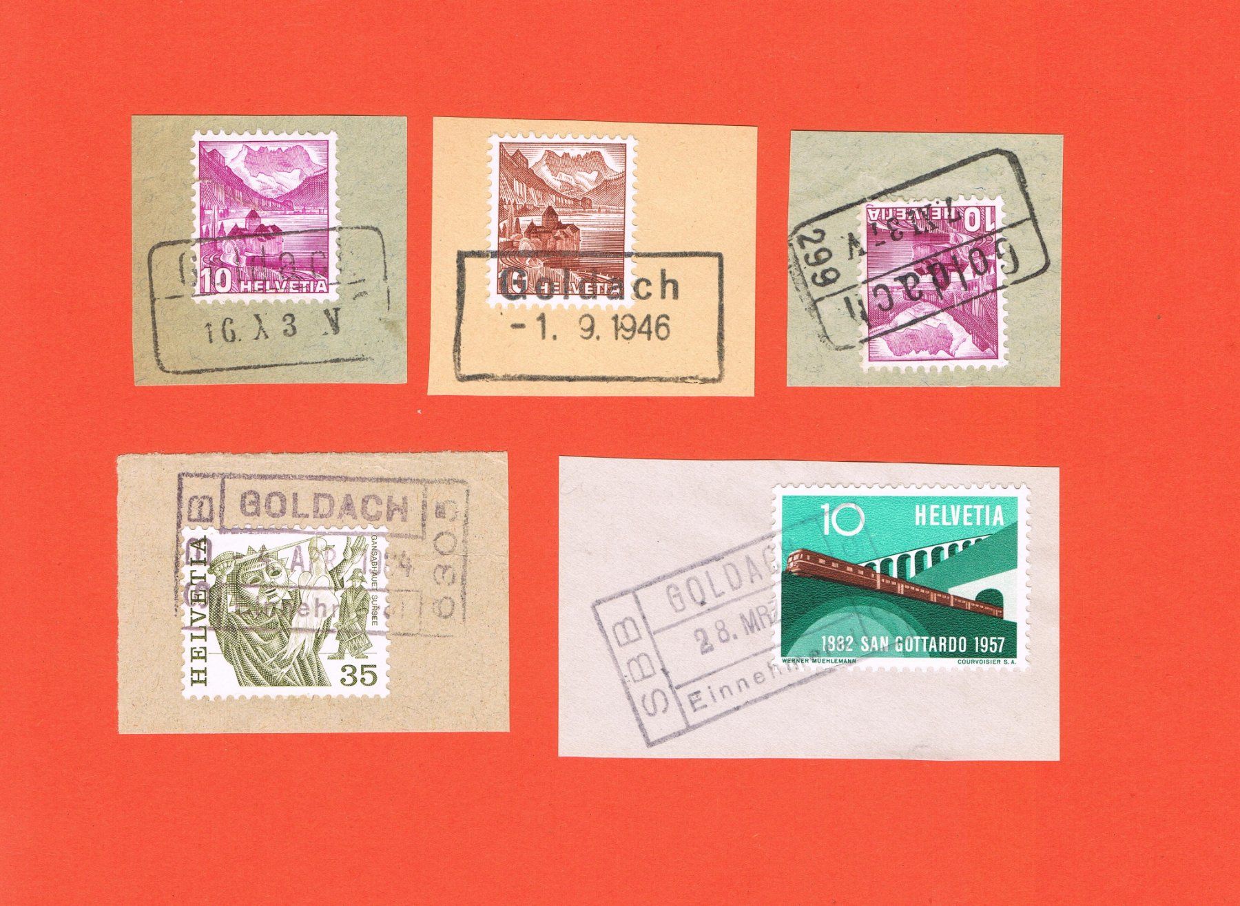 Tutti i francobolli: Bahnpoststempel Goldach – Usato da Biberstein venduto da Jura39