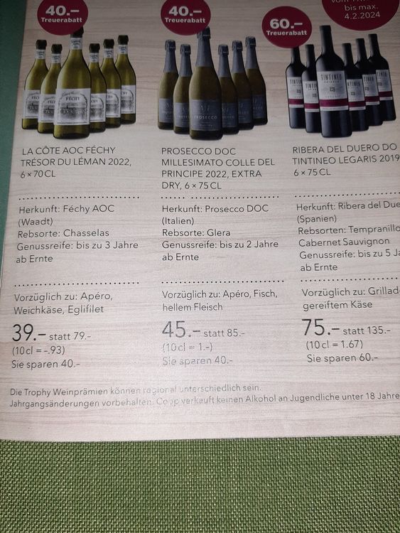 1 Karten der COOP Trophy Bosch/und Wein Kaufen auf Ricardo