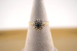 Goldring 14K Saphir und Diamanten