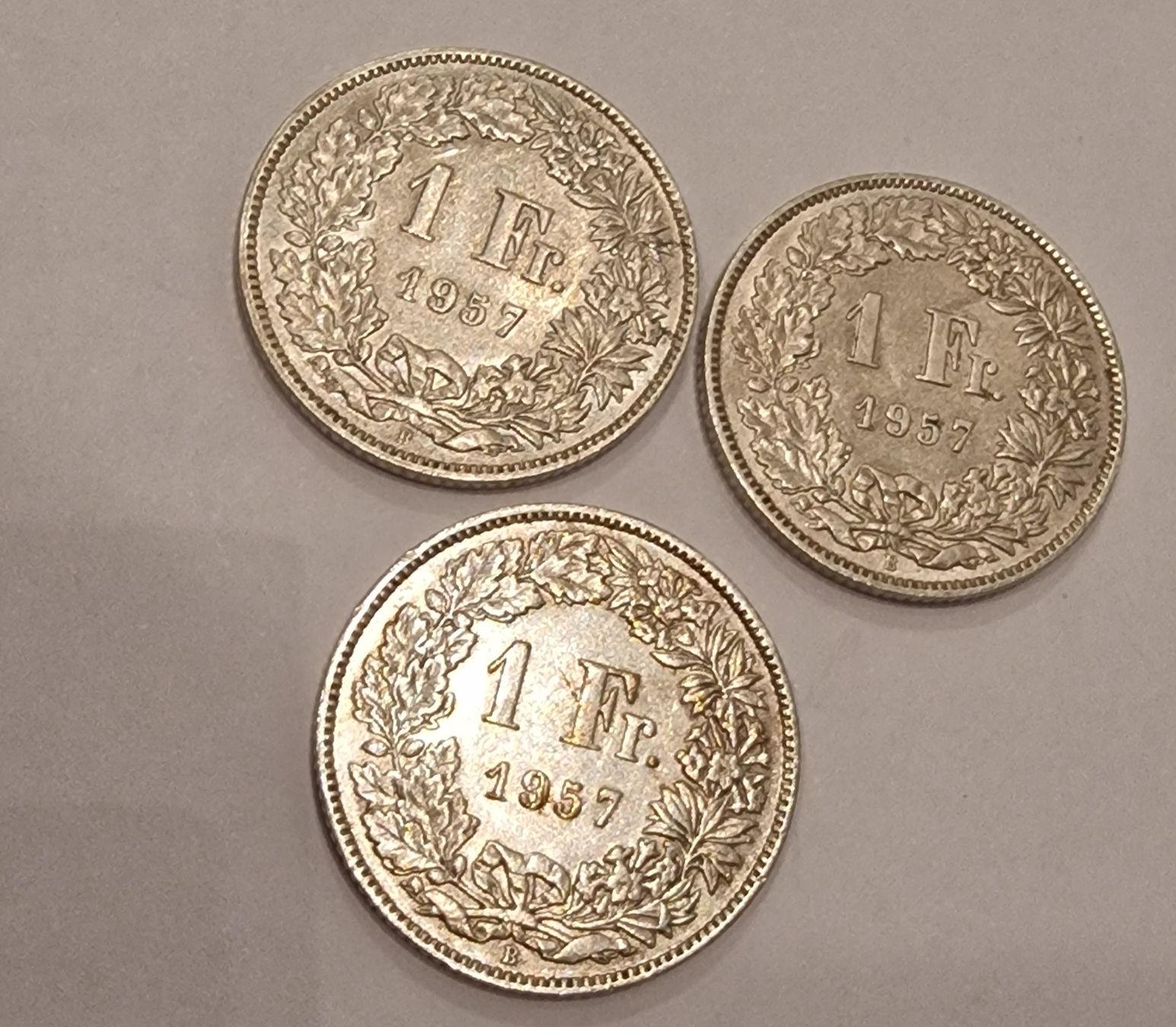Tutti le monete: 3x Schweizer 1 Franken 1957 Helvetia-Muenz-Sammlung – Usato da Arbon venduto da sar_l7ll