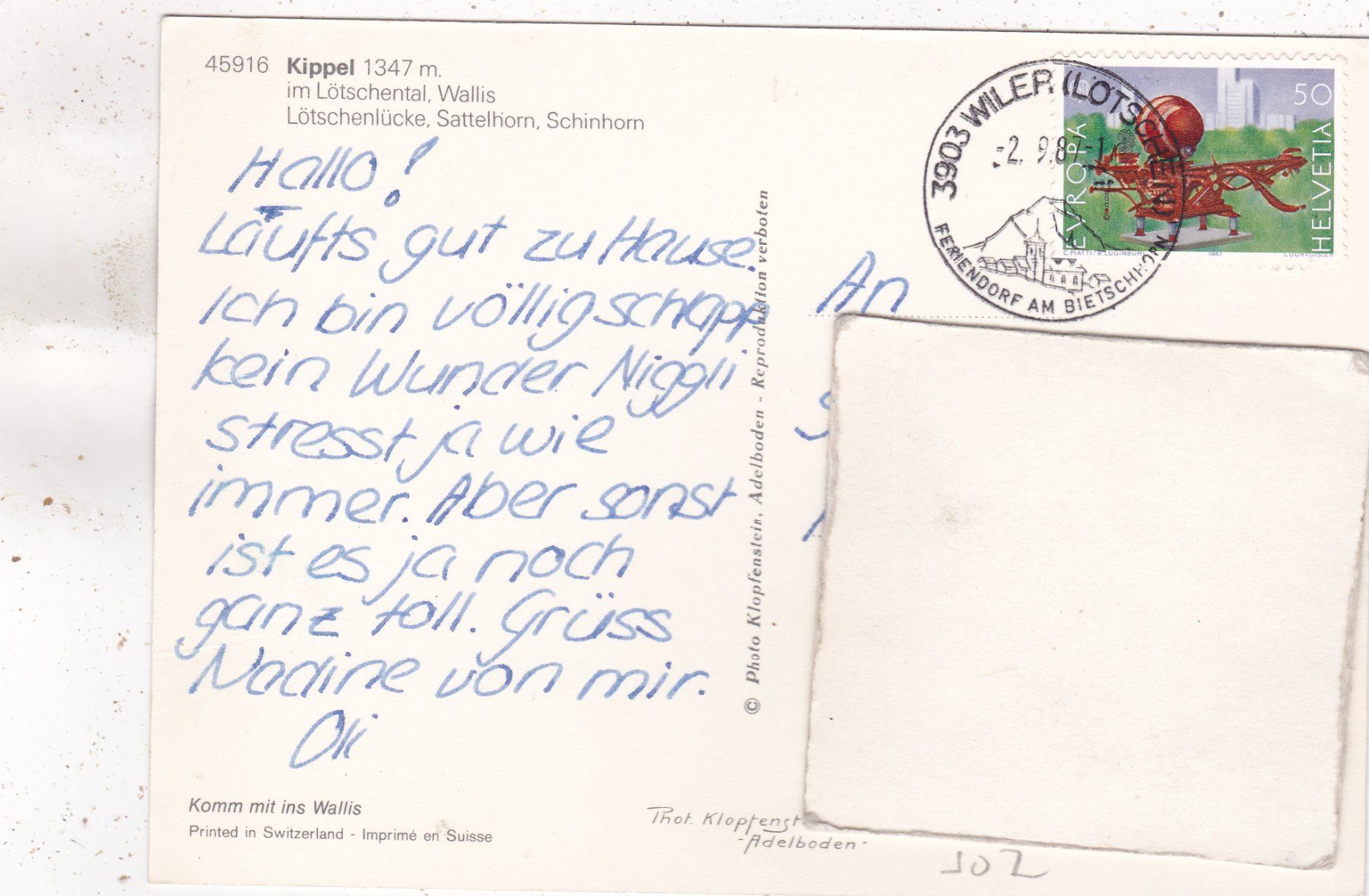 Ansichtskarten: Kippel 1987 – Gebraucht aus Herisau von Lisegrat2008 1