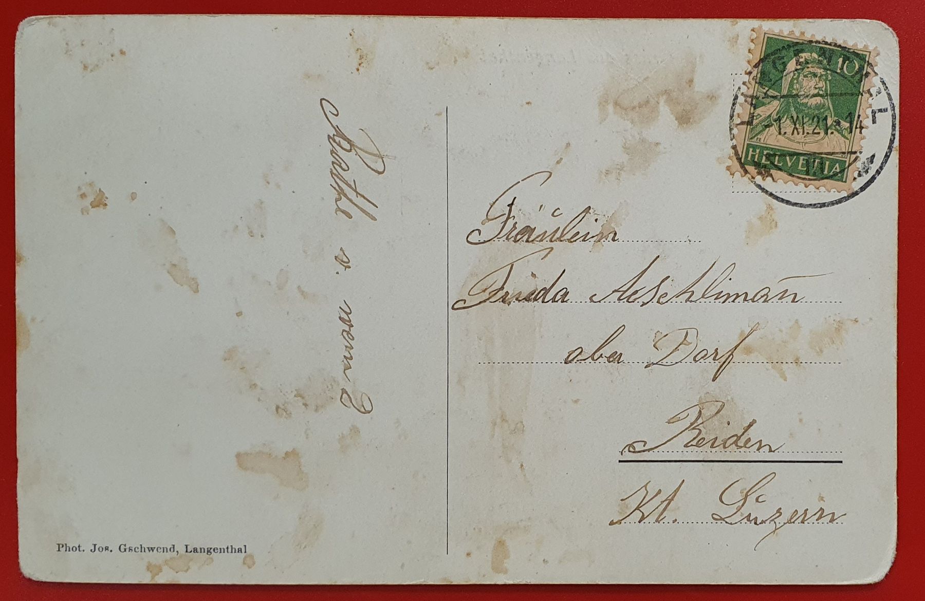 Cartoline postali: Gruss aus Langenthal 1921 – Usato da Kreuzlingen venduto da Rschweiz1 1