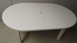 Esstisch oval weiss ausziehbar mit Sonnenschirmloch guter...