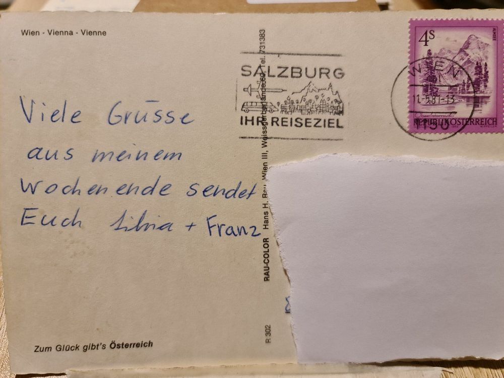 Ansichtskarten: Ansichtskarte Wien – Gebraucht aus Dintikon von Vexi 1